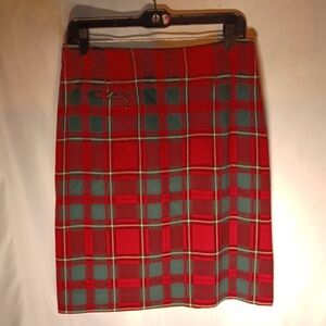 Pendleton Wool Plaid Pencil Skirt, Red & Green, Sz 8
